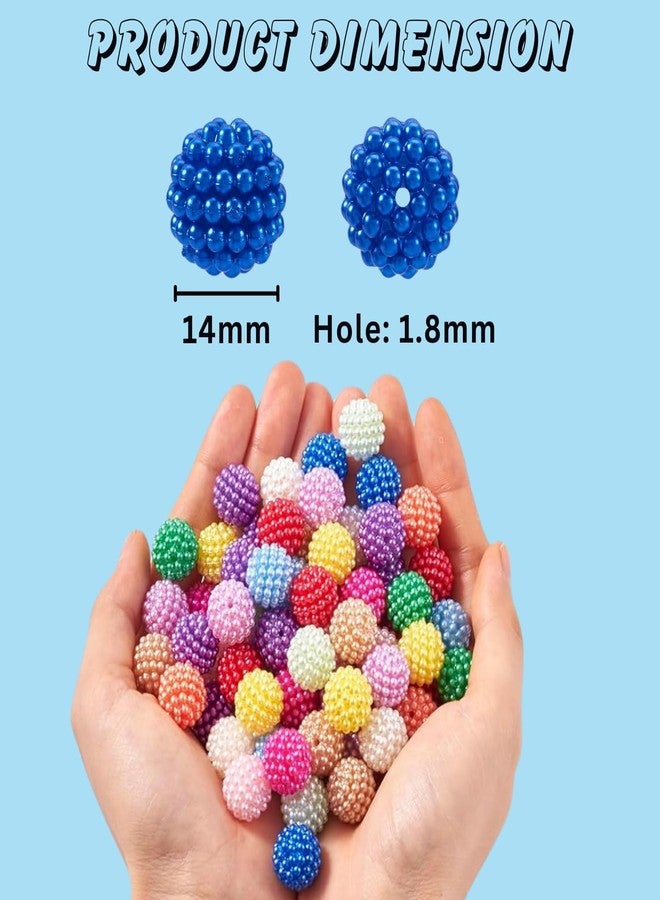 Tdas 100 PCS Dotted Pearl Mermaid Fruit Ball Chunky Bubblegum Moti Angura Beads for Jewellery Making Kit - Big Size Necklace Bracelet Earring DIY Arts Crafts Supplies (Orange - 14MM) - Image 2